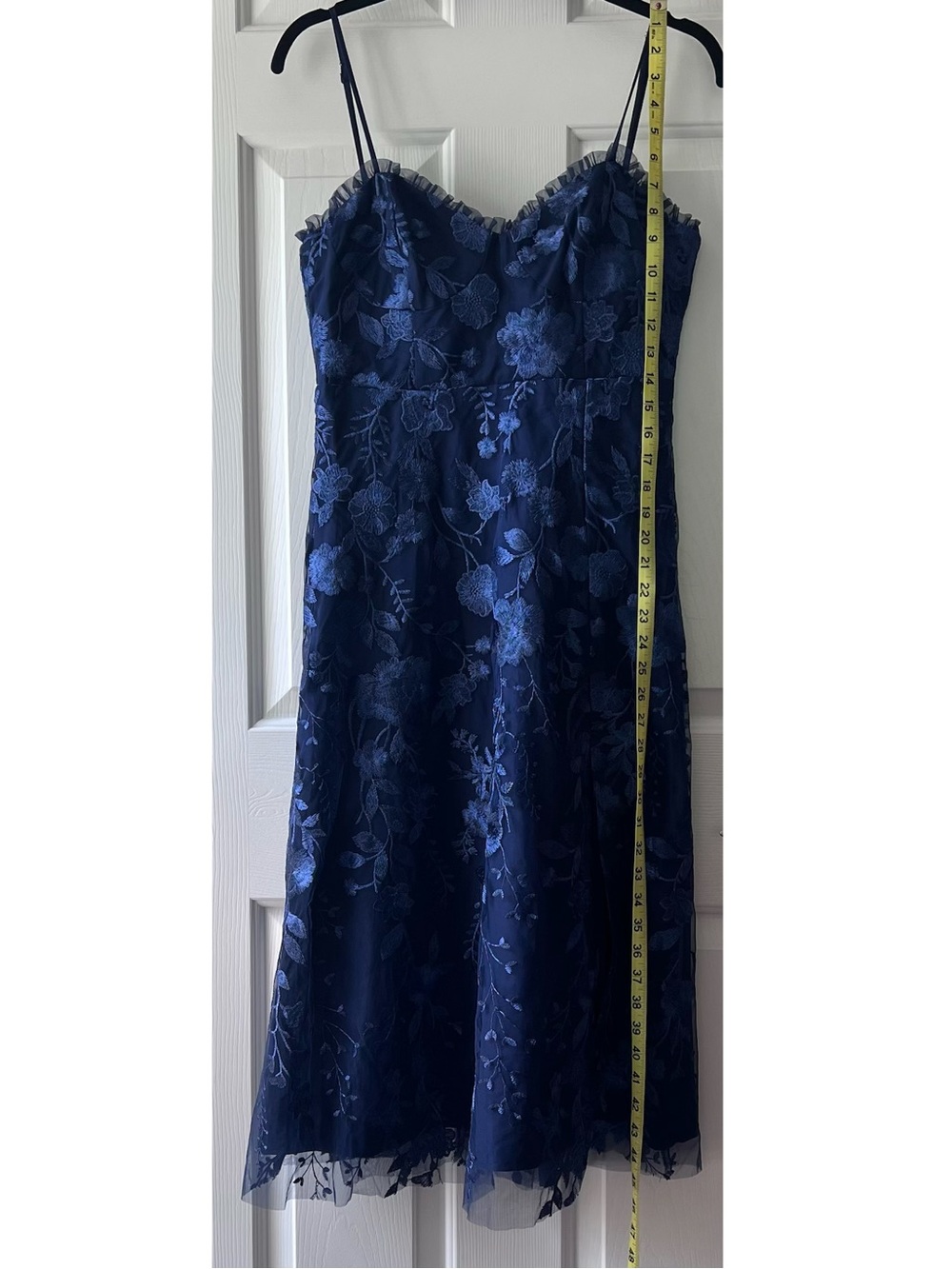 Lulu’s Navy Floral Embroidered Mesh Midi Dress M - Picture 6 of 13